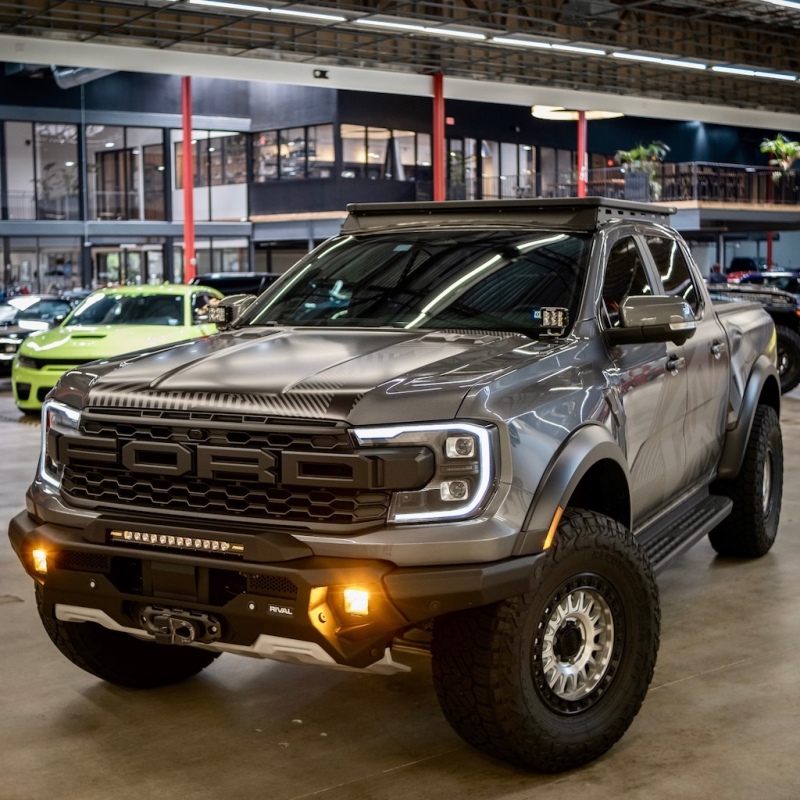 Ford Ranger Raptor Front Bumper - Rival 4x4 - Aluminum w/Winch Mount and Recovery Points - `24-`26